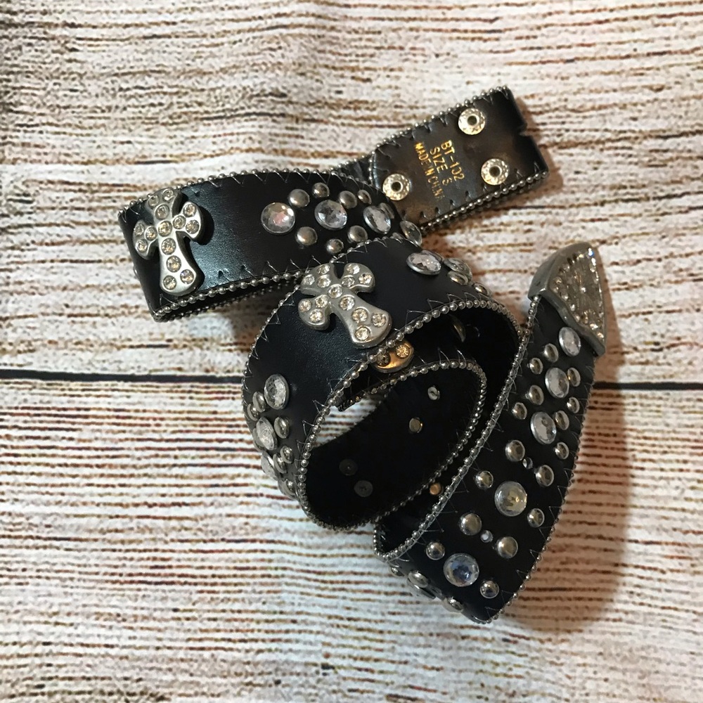 🗝Brown Leather Rhinestone Belt Small🗝